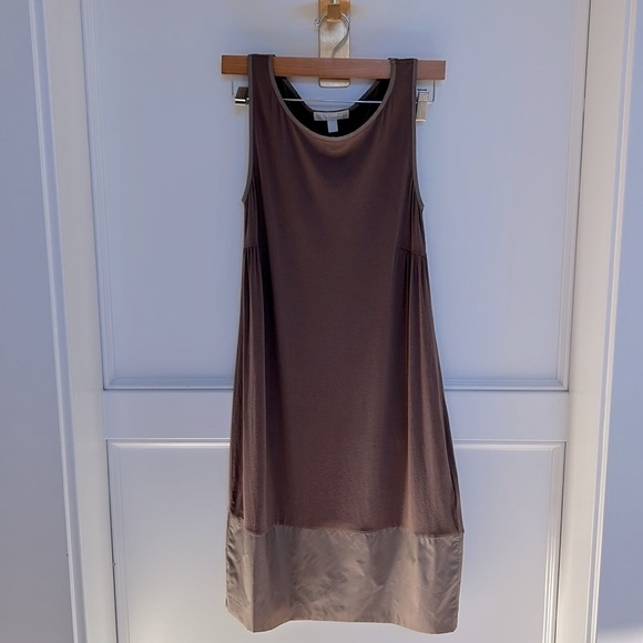 S MAX MARA Sleeveless Knit Dress SMALL Satin brown taupe color Easy Living Brown - Picture 2 of 16